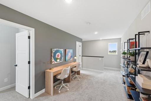 Upstairs loft - photos of a staged, completed model, of the same floorplan for illustrative purposes.