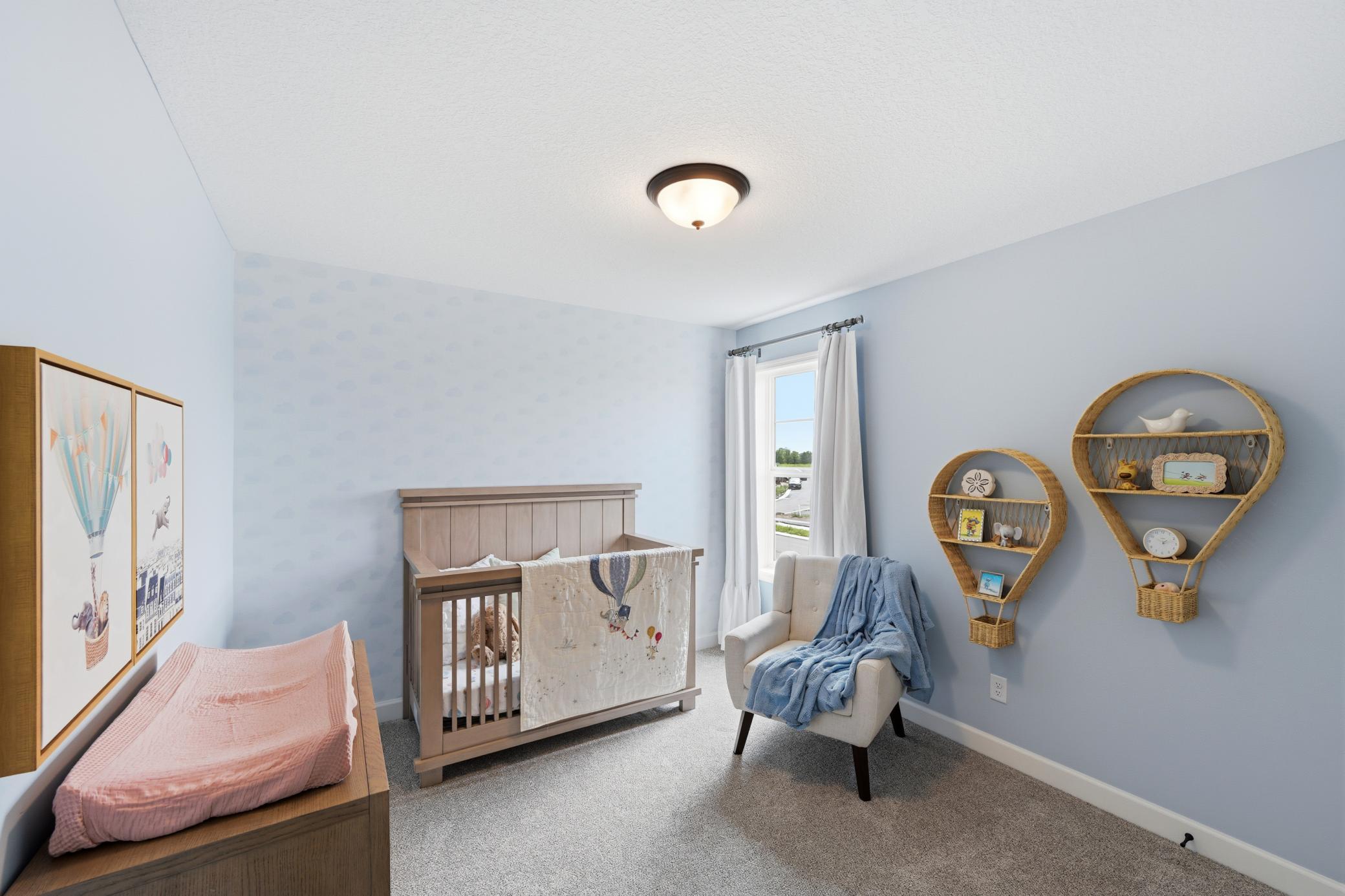 Bedroom 3 - photos of a staged, completed model, of the same floorplan for illustrative purposes.
