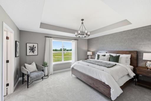 Primary suite - photos of a staged, completed model, of the same floorplan for illustrative purposes.