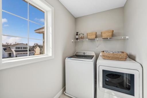 Laundry room - photo is of a staged model home of the same floorplan. Selections and colors may differ.