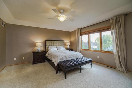 The ownerâs suite is vaulted and includes a ceiling fan.