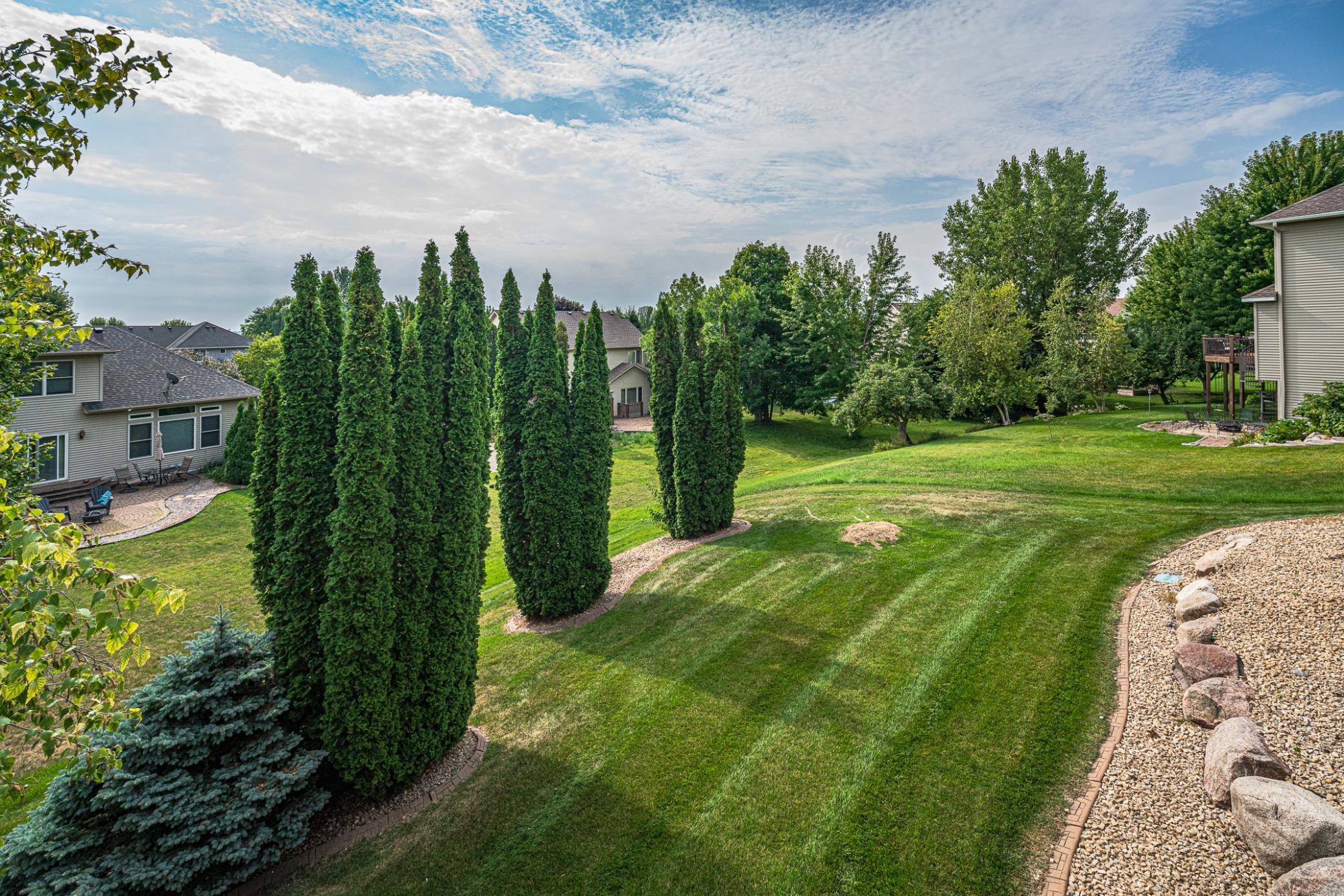 In-Ground Irrigation keeps this landscaped lawn green!