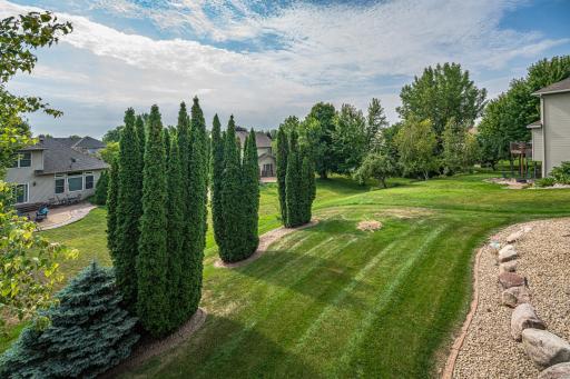 In-Ground Irrigation keeps this landscaped lawn green!