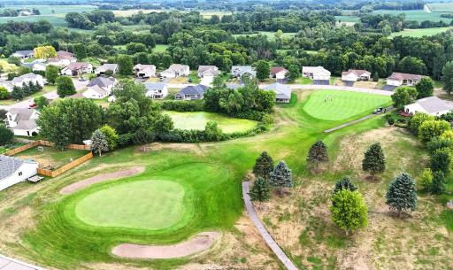 Aerial view showing the 7th green right out your front door