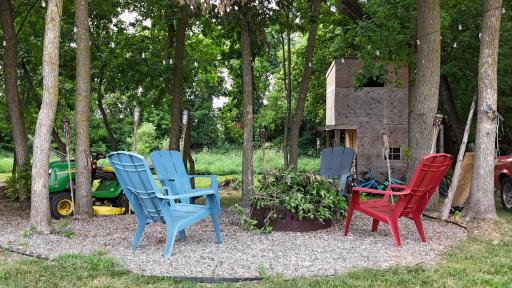 Firepit area with crushed granite.