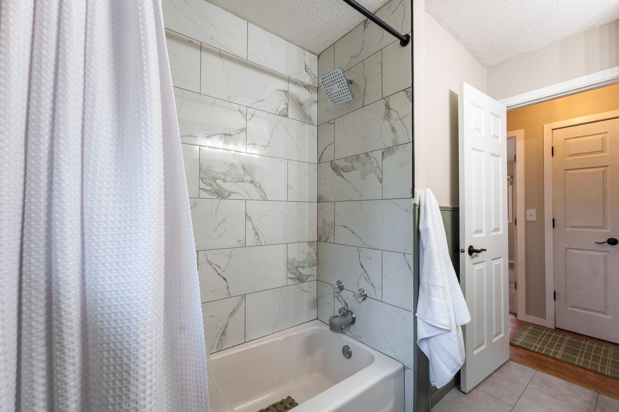 Check out the beautiful tiled shower!