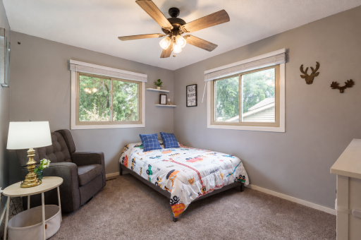 The dimensions for the second bedroom on the main level are 9.5 x 12.5