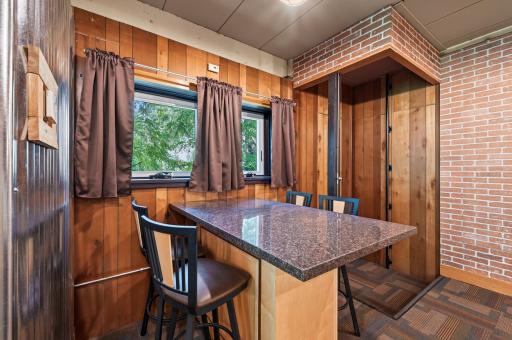 Detached garage dining area & freight elevator