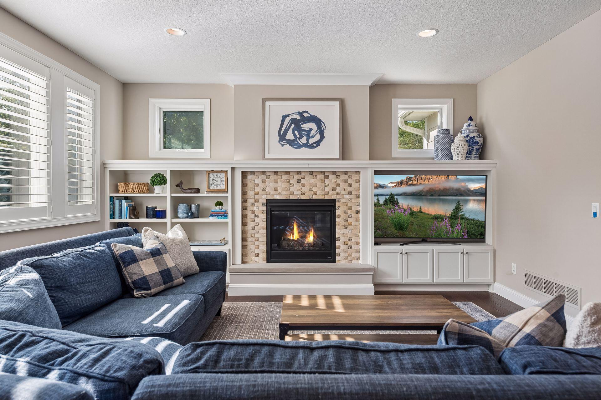 Family room with gas fireplace