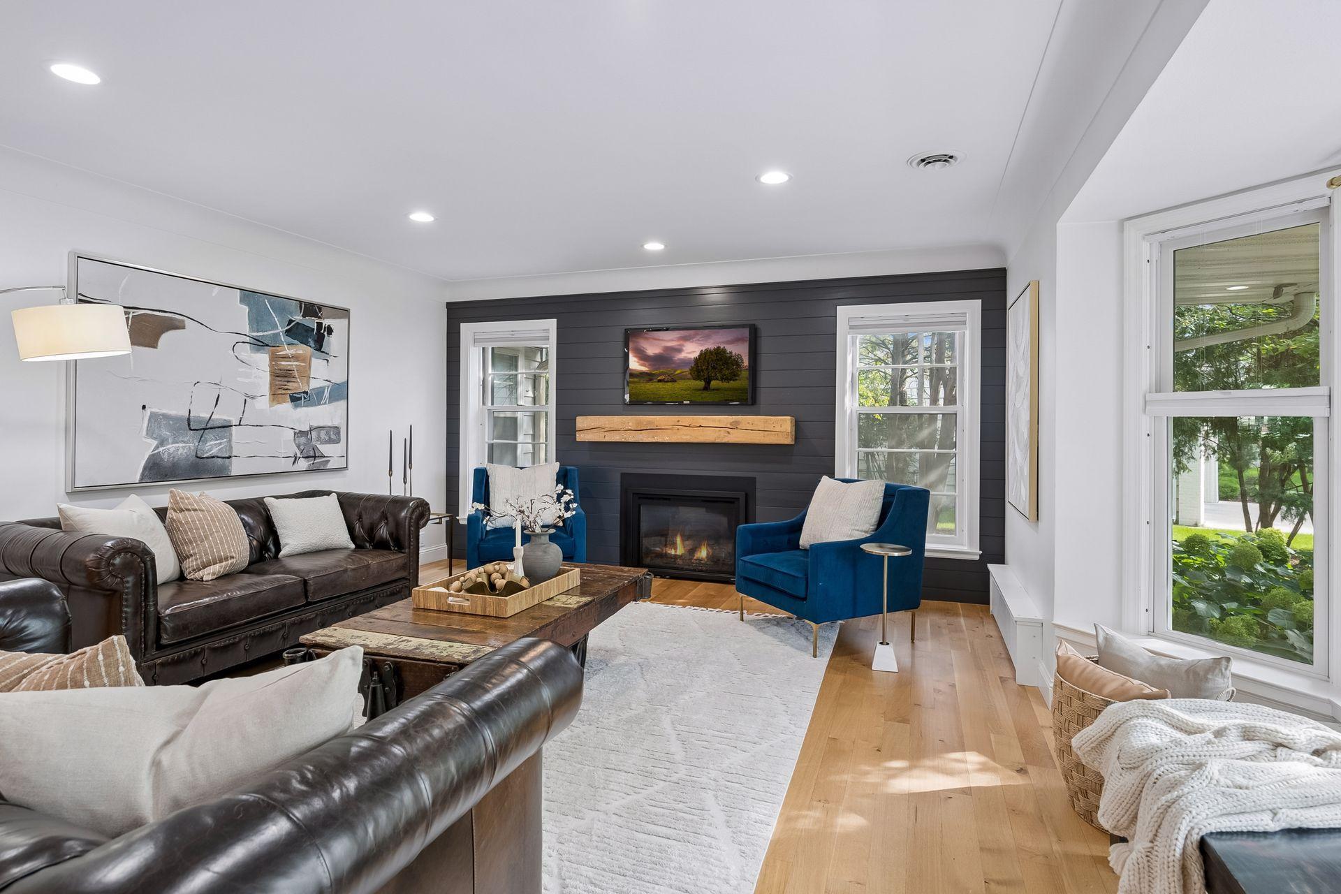 New wide-plank white oak flooring