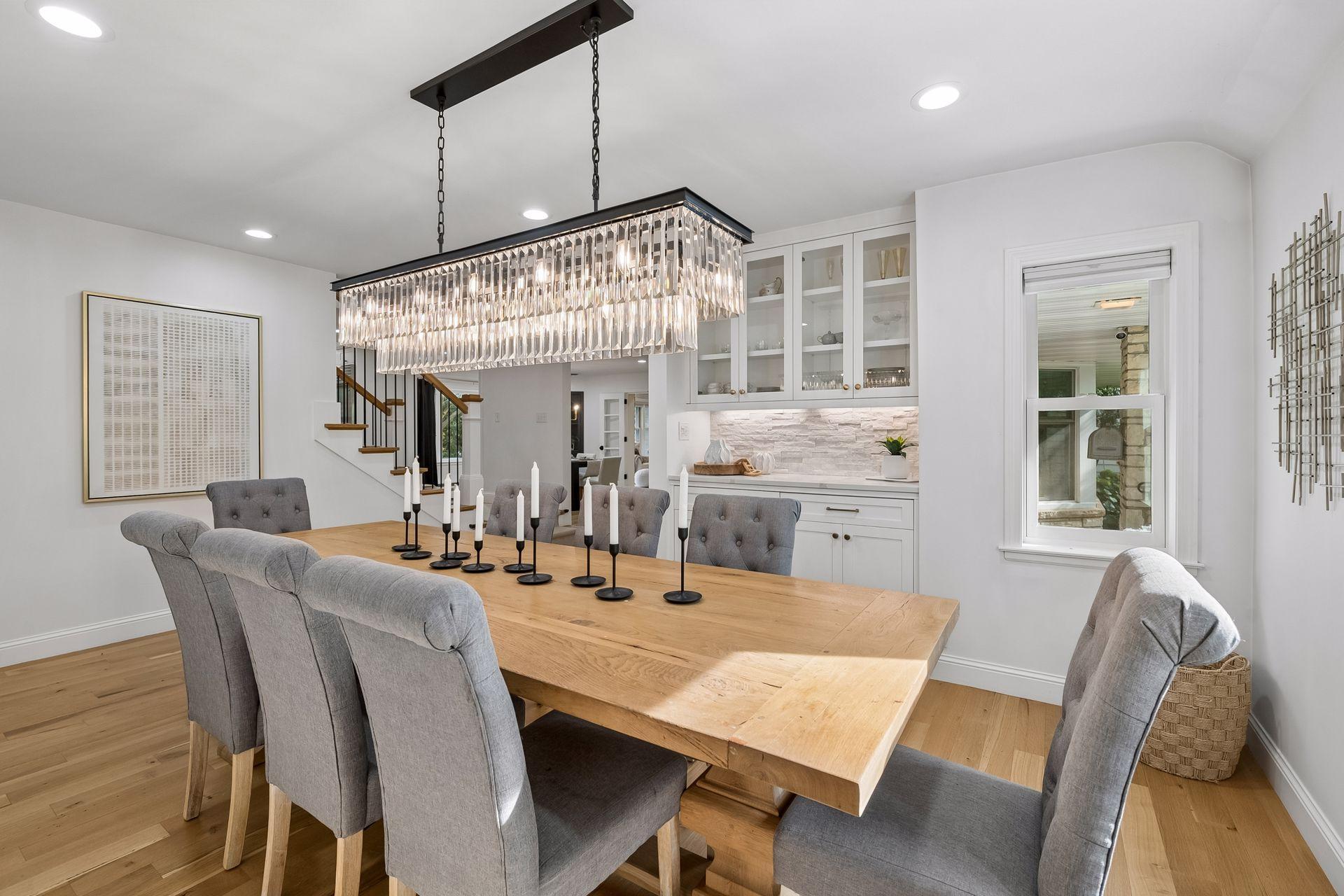 Formal dining room, built-in cabinets, new recessed lights and comfortable seating for 12!