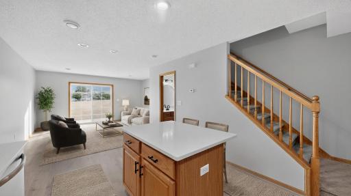 Kitchen to Living/Dining virtually staged