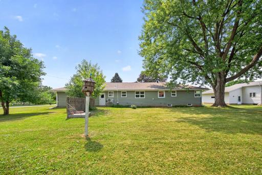 Back yard. Flat, mature trees, put in your swing set, fire pit, and start the memory making! Think of the hours of letting your kids run, play and enjoy!