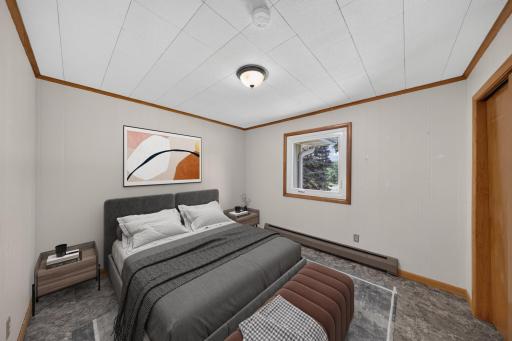 Virtually staged bedroom.