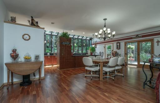 Spacious dining area. French doors lead to patio