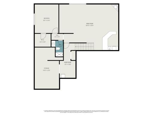 Lower level floor plan with family room, bedroom, bath, hobby room, and storage.
