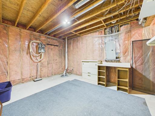 Additional lower-level storage space helps keep finished living areas organized.