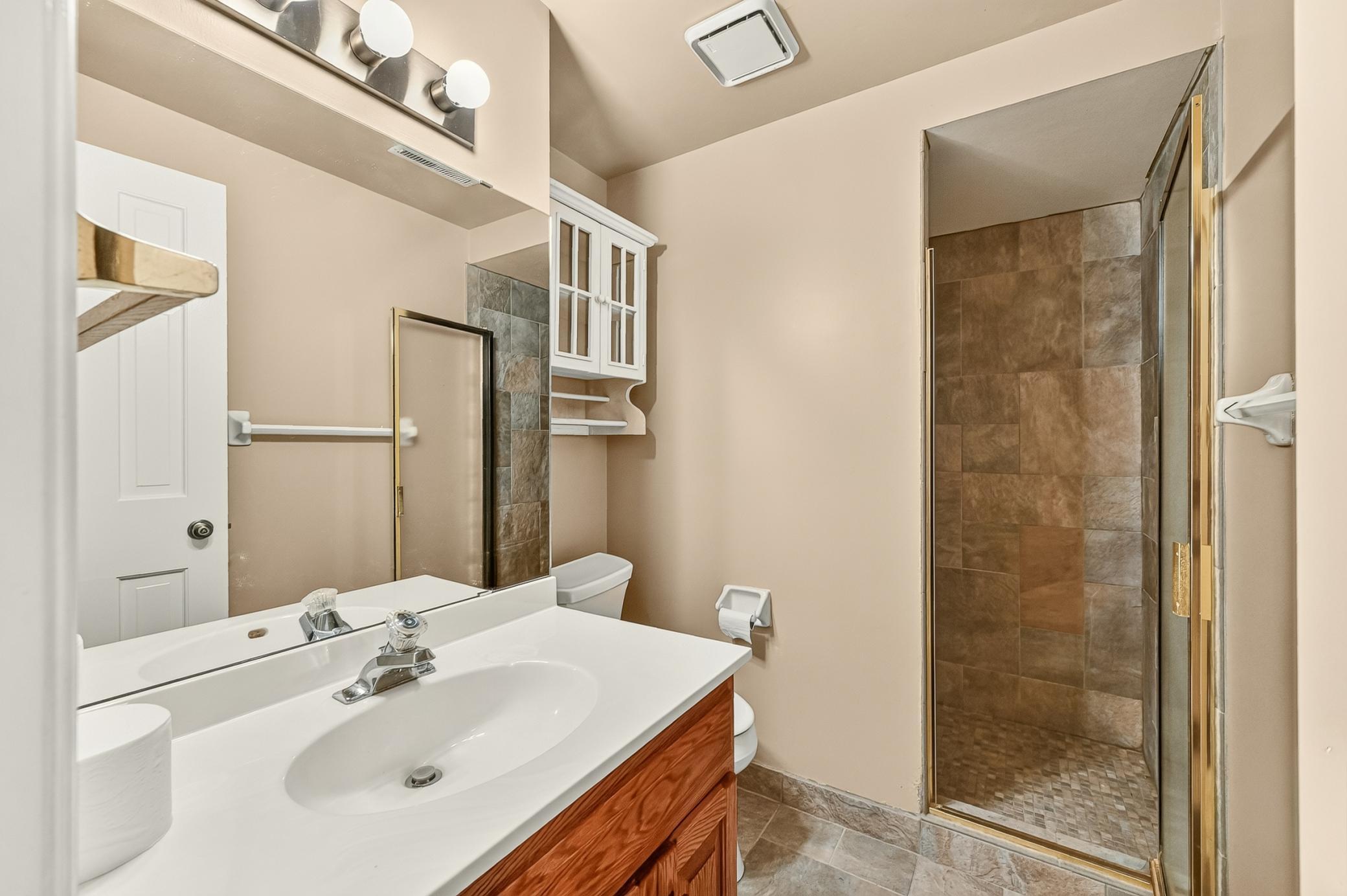 5th bathroom with walkin shower in lower level