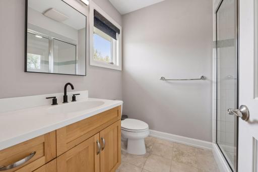 The en suite bathroom upstairs.