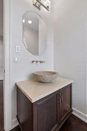 A perfect powder bath (one of three bathrooms on the main floor) was recently renovated.
