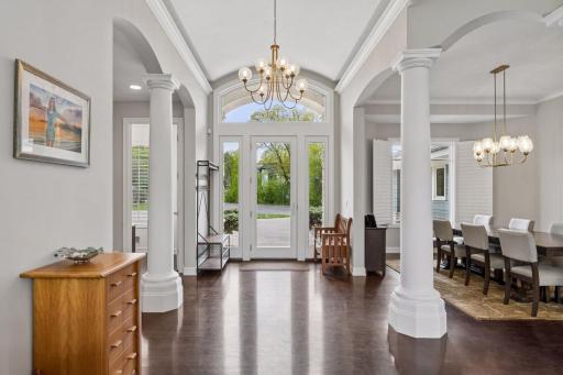 A grand entryway greets your guests. This custom-built Steiner and Koppelman gem is full of upscale architectural details.