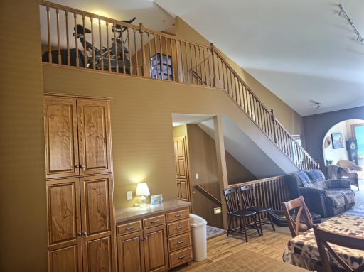 Custom cabinets provide ample storage throughout the home.