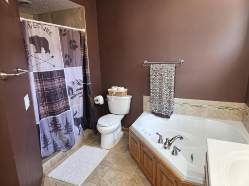 Oversized shower and spa soaking tub in the primary suite to relax and unwind.