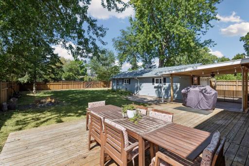 The backyard is fully fenced.