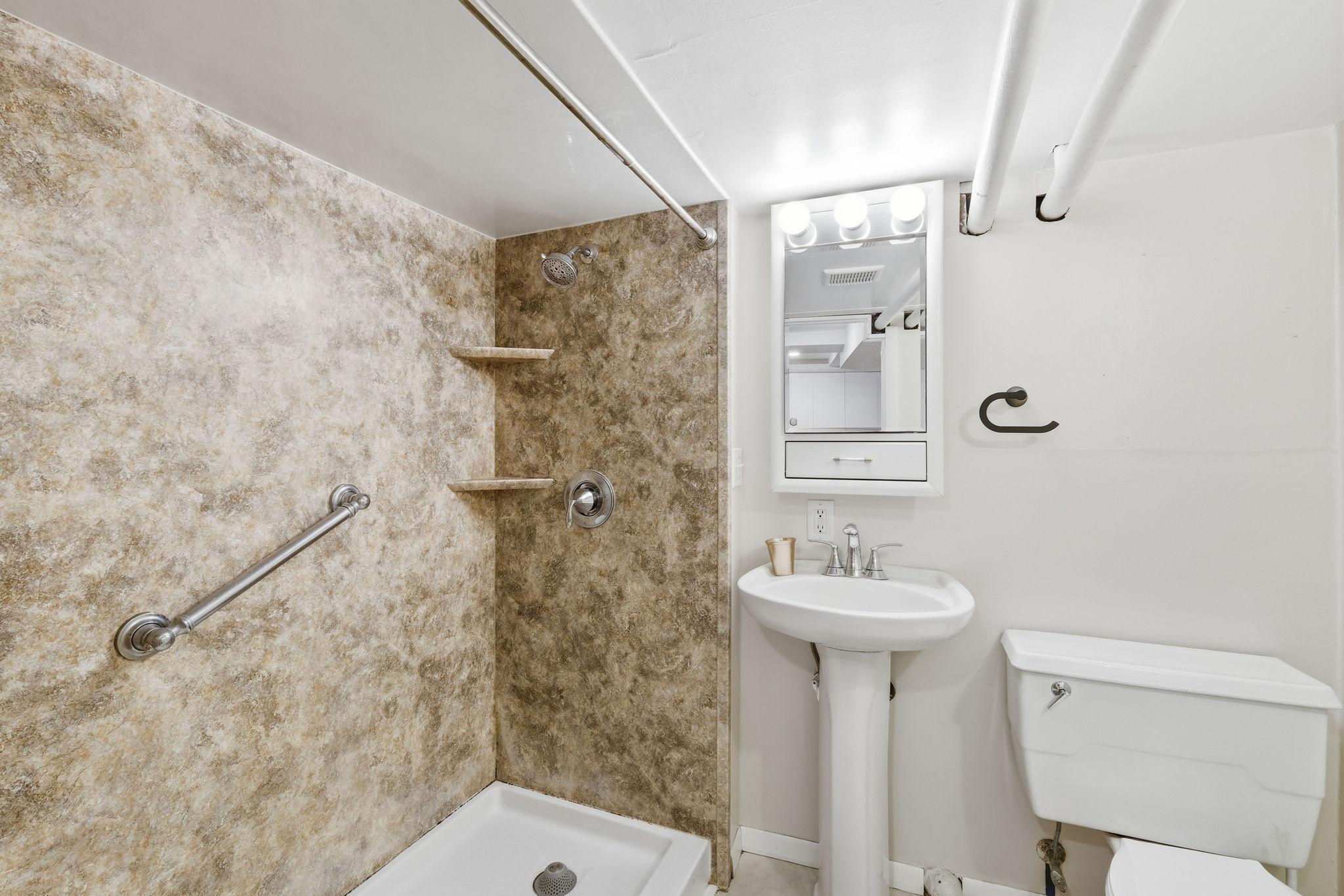 lower level bathroom is a great 2nd place to clean up:)