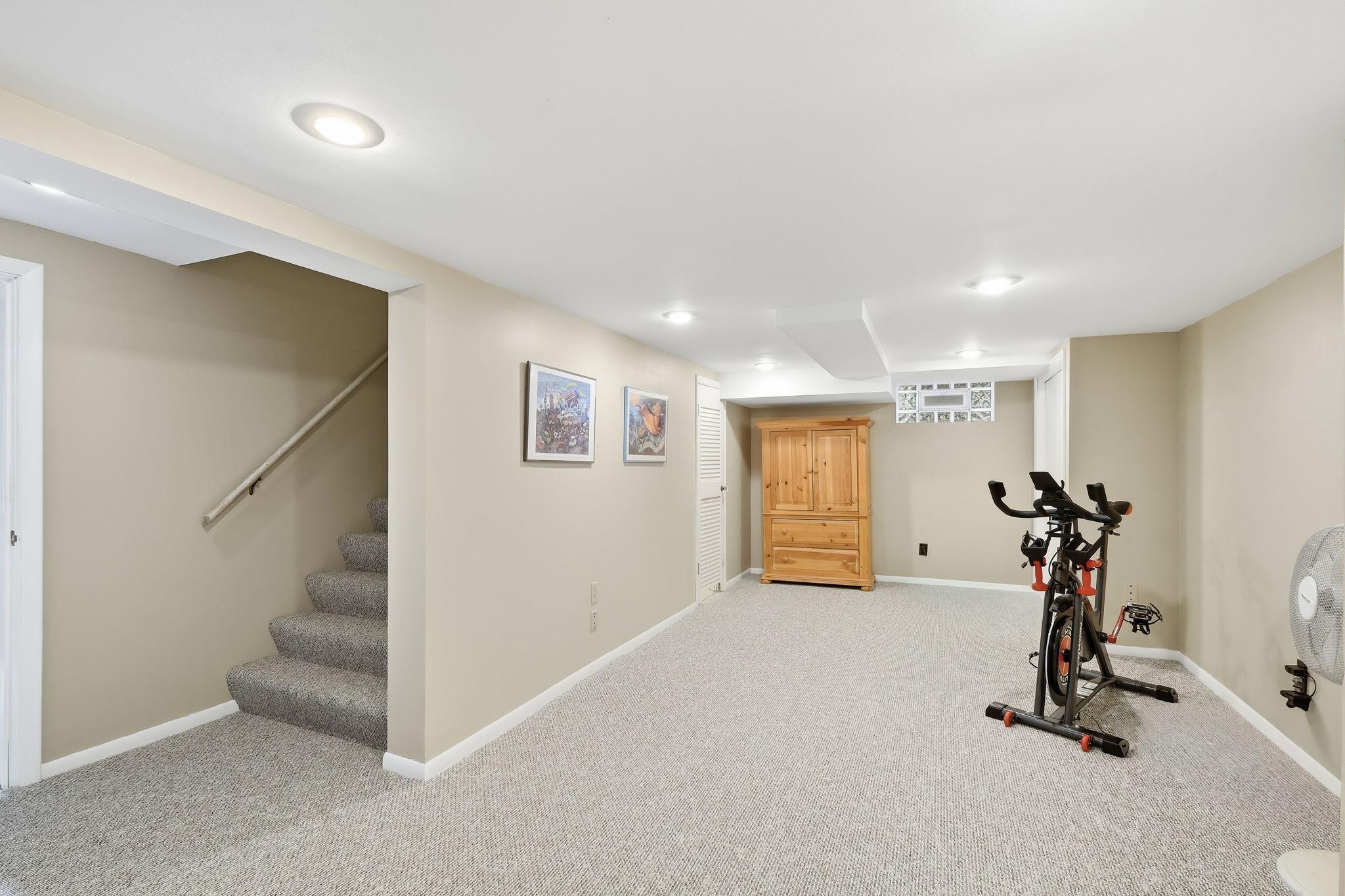 The lower level can be used as a family room, exercise, or whatever works for you. New carpet and fresh paint!