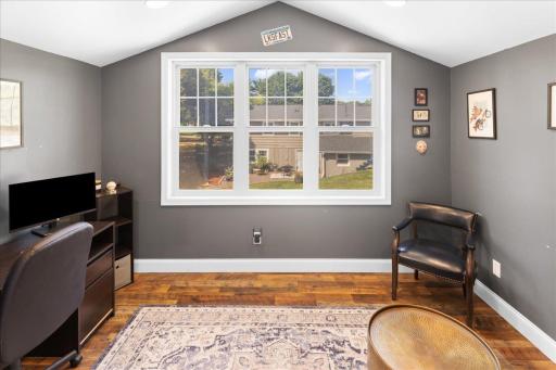 Office space over the detached garage.