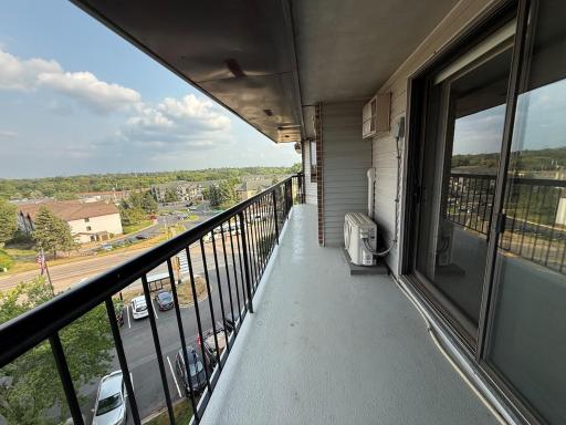2601 Kenzie Terrace 528 double covered balcony with New efficient Mini-Split A/C . The large patio door lets in plenty of natural light!