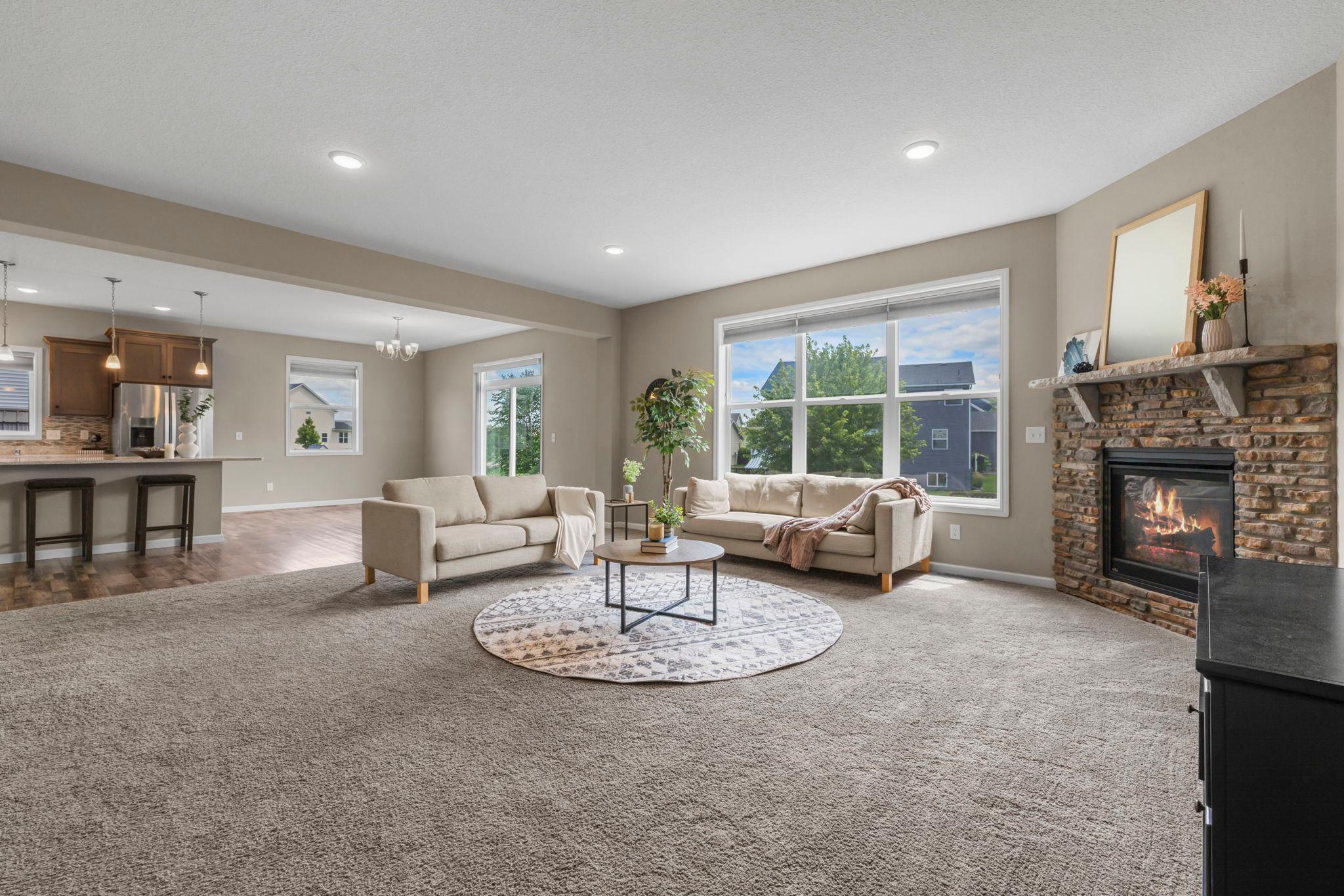 Living Room into eat in kitchen area