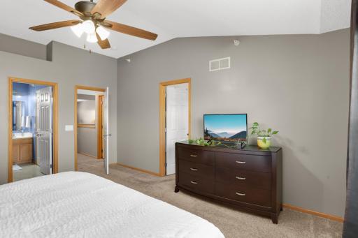 Vaulted ceiling gives the room a spacious feel