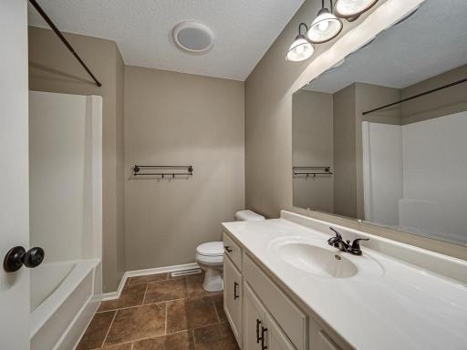 Upper full bath with Light/fan/speaker, tile flooring
