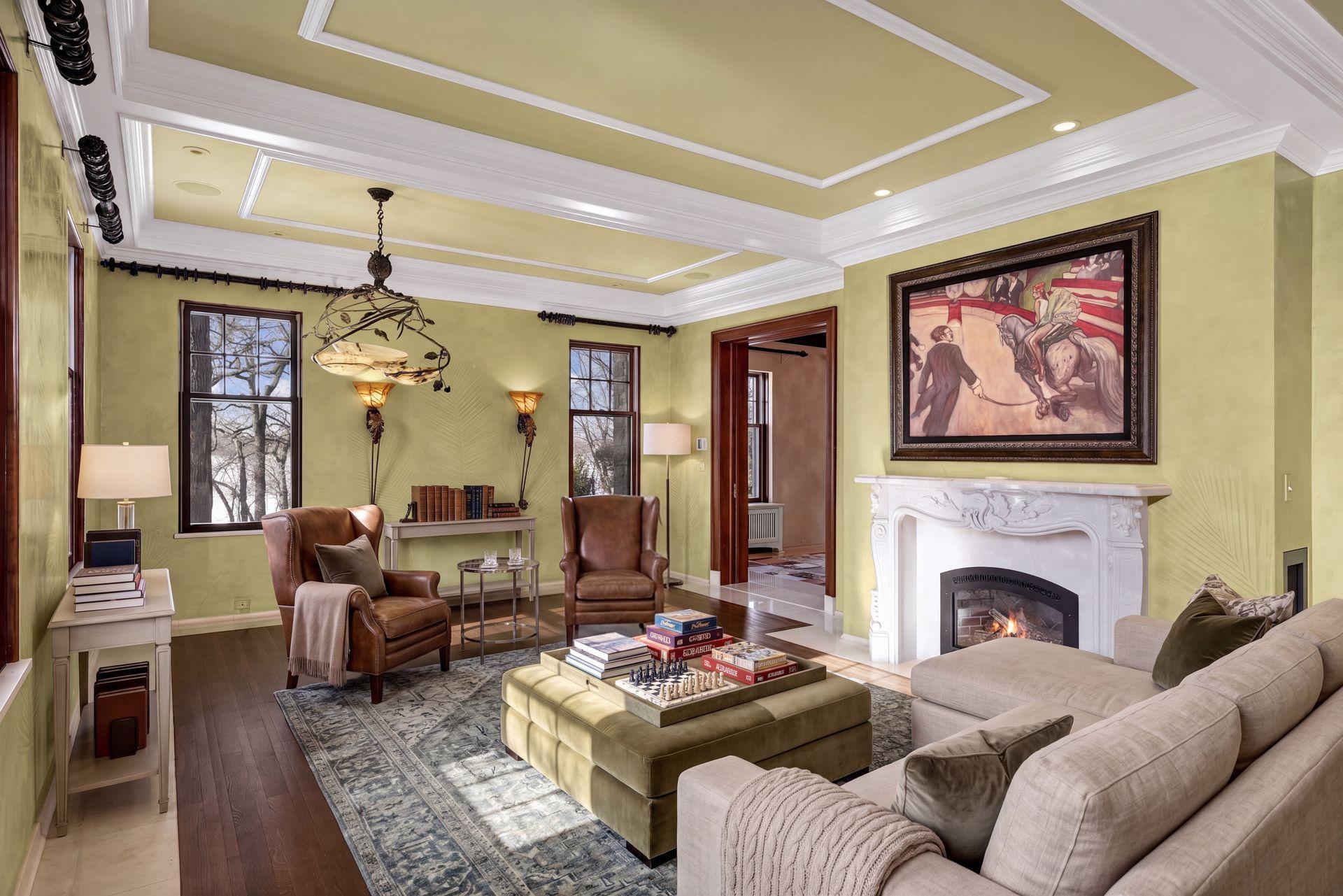 Bright & airy sunroom with fireplace & rear terrace access (virtually staged)