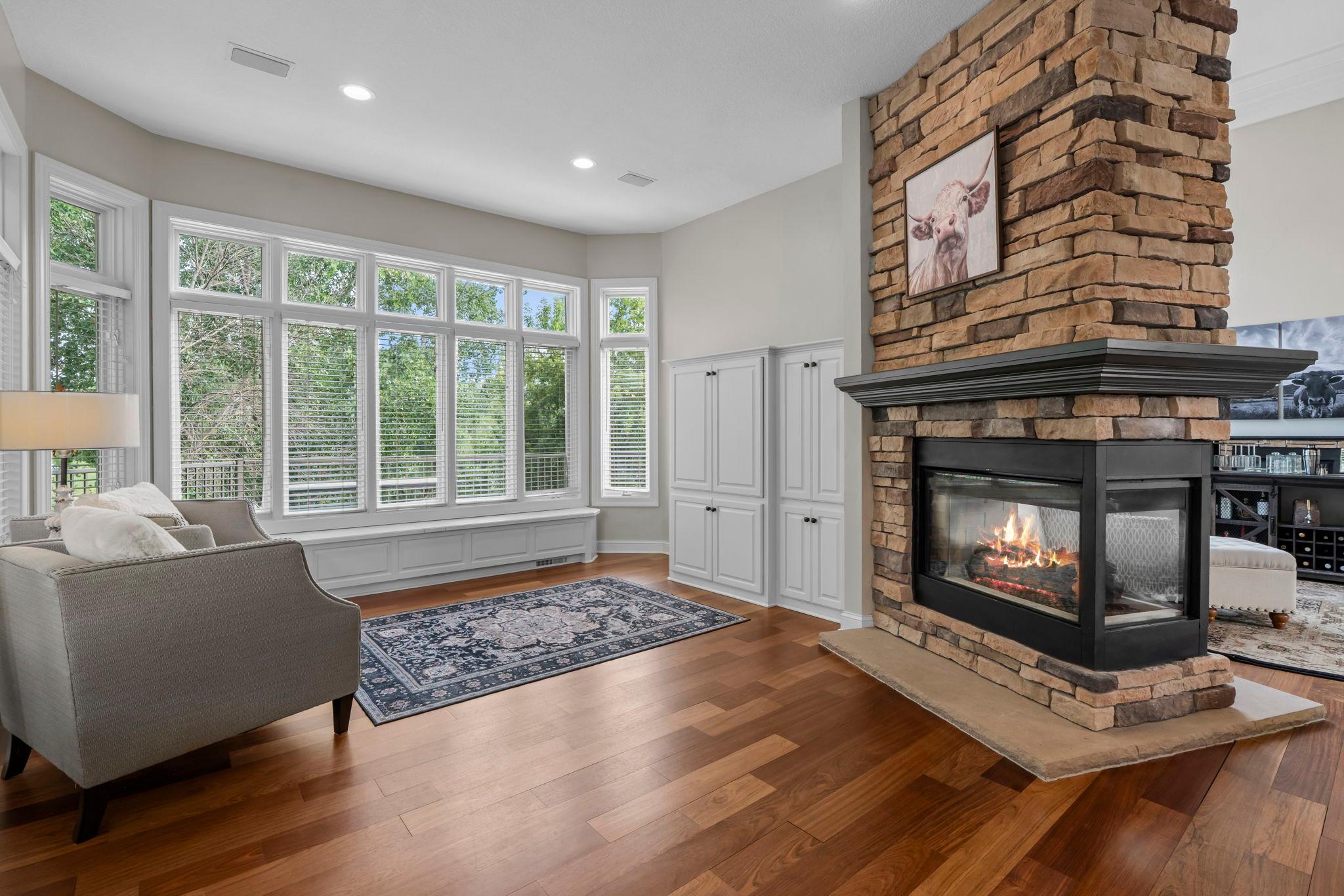 Cozy up to the fireplace to relax