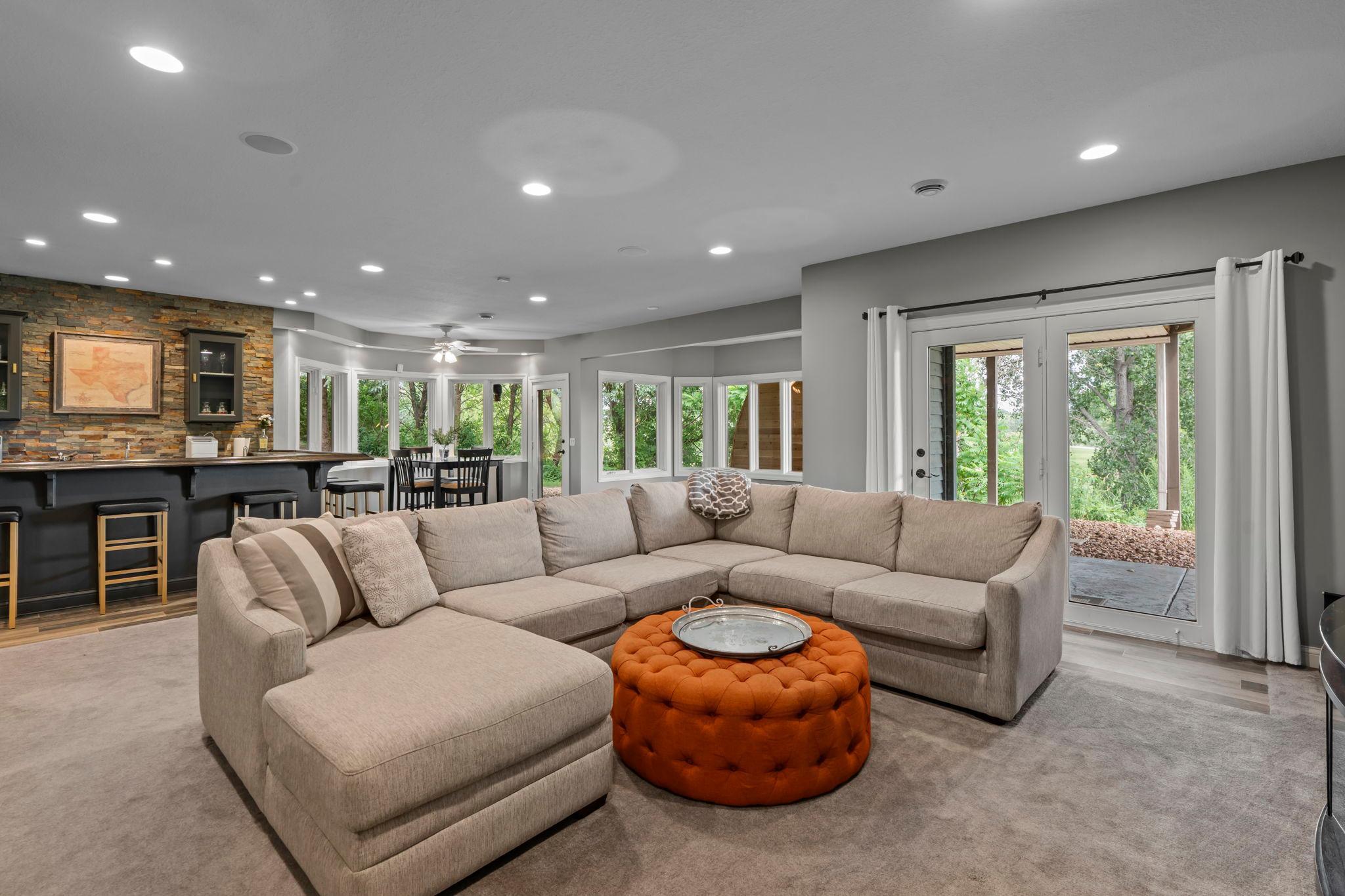 The walkout lower level is perfect for entertaining