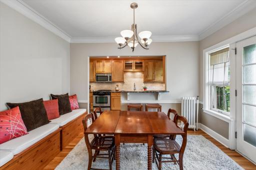 Formal dining room with custom bench storage