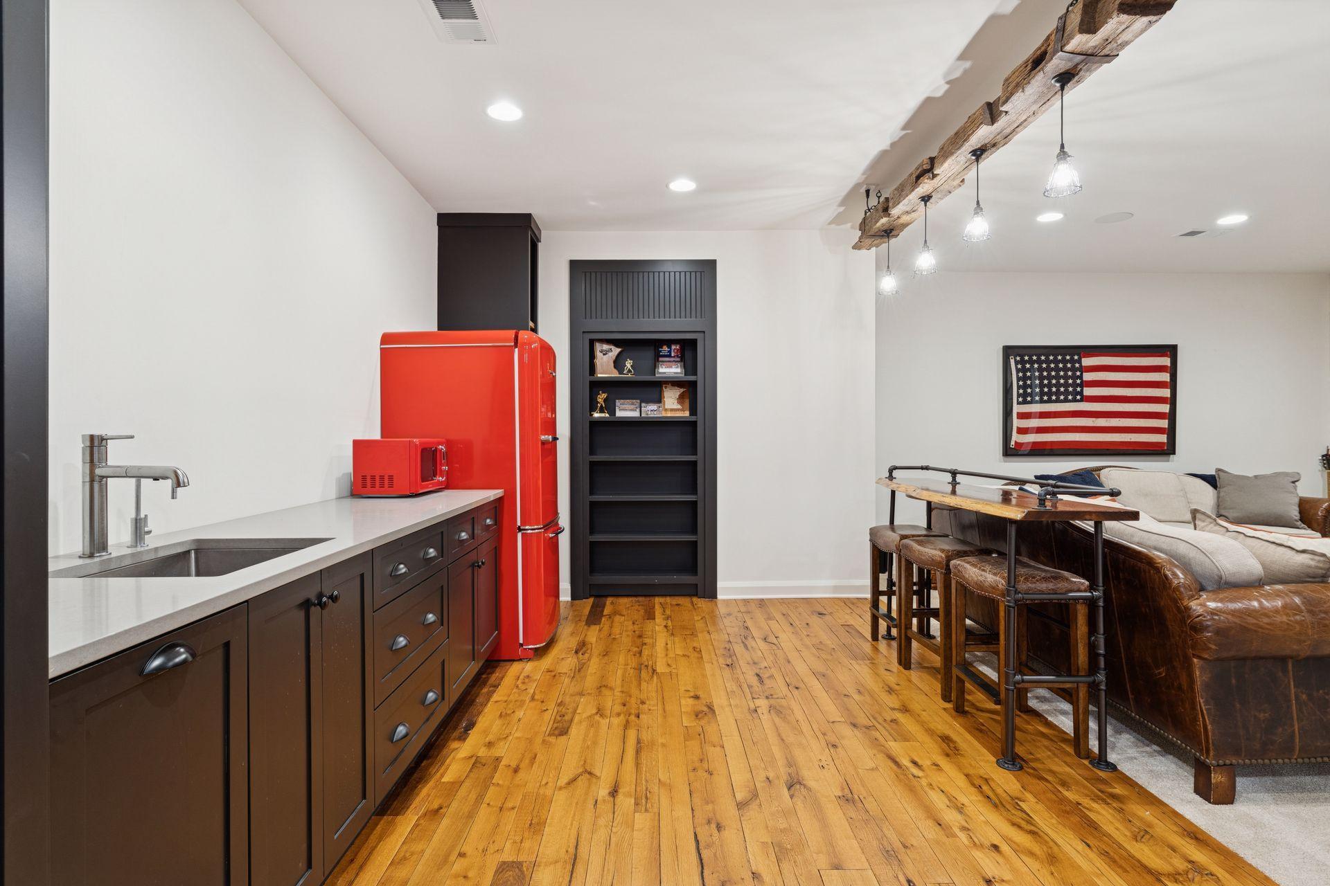 Wet Bar & Door to Hidden Room