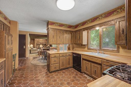 Kitchen to dining area into 2nd living area