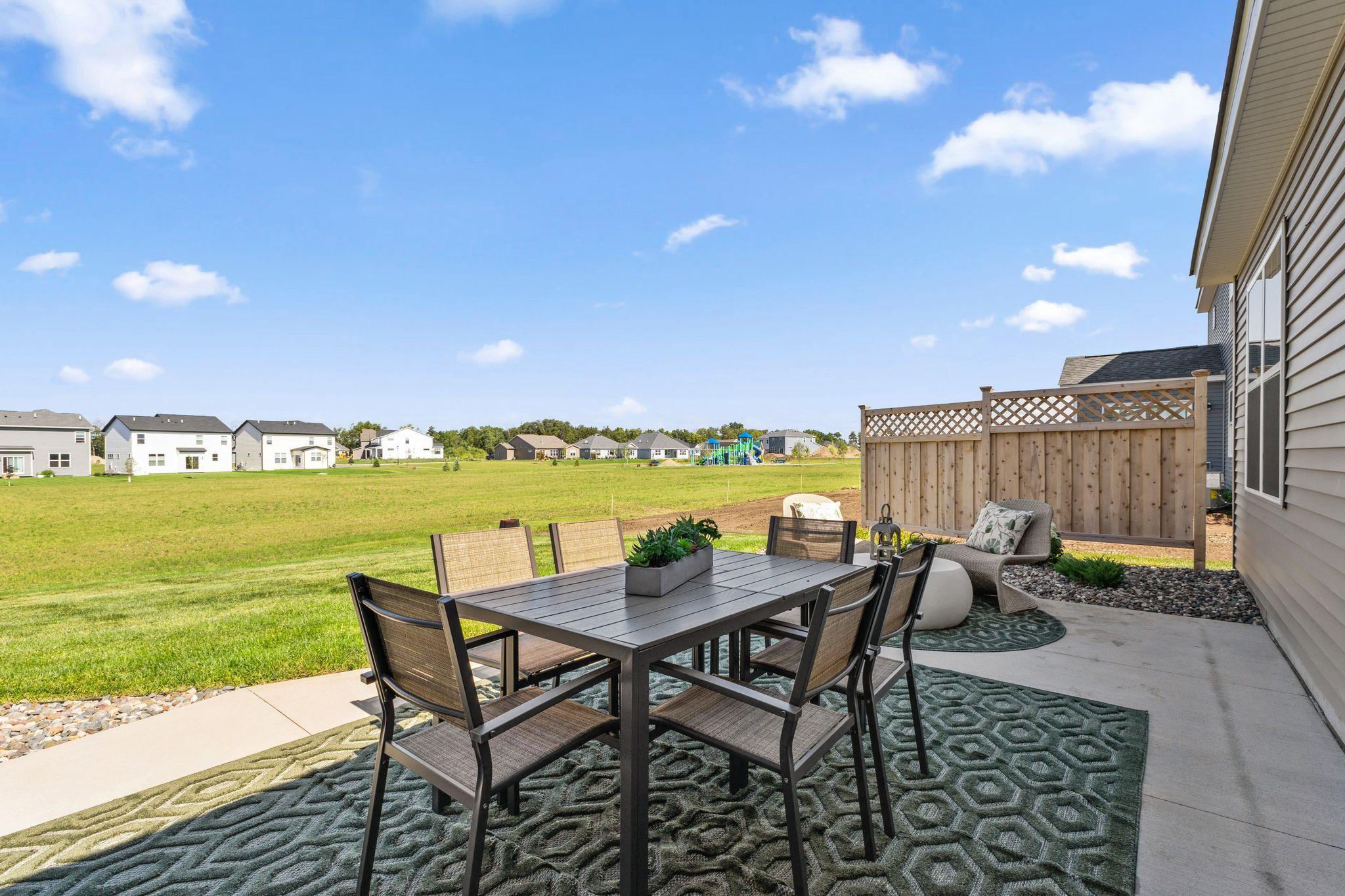 Plenty of room on your patio for furniture, grill, etc!