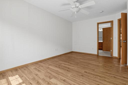 The bathroom is right off the huge bedroom