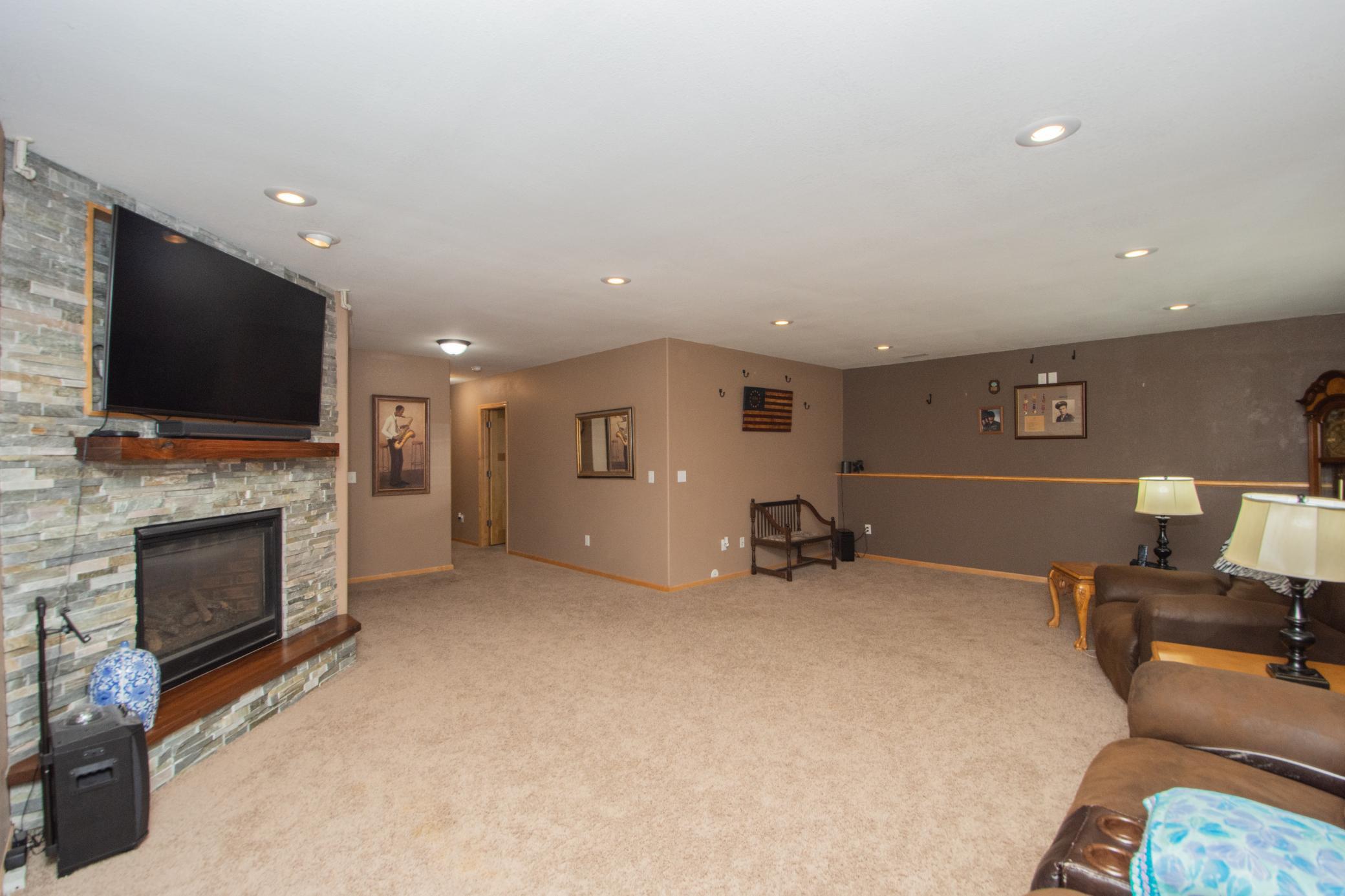 family room with gas firplace