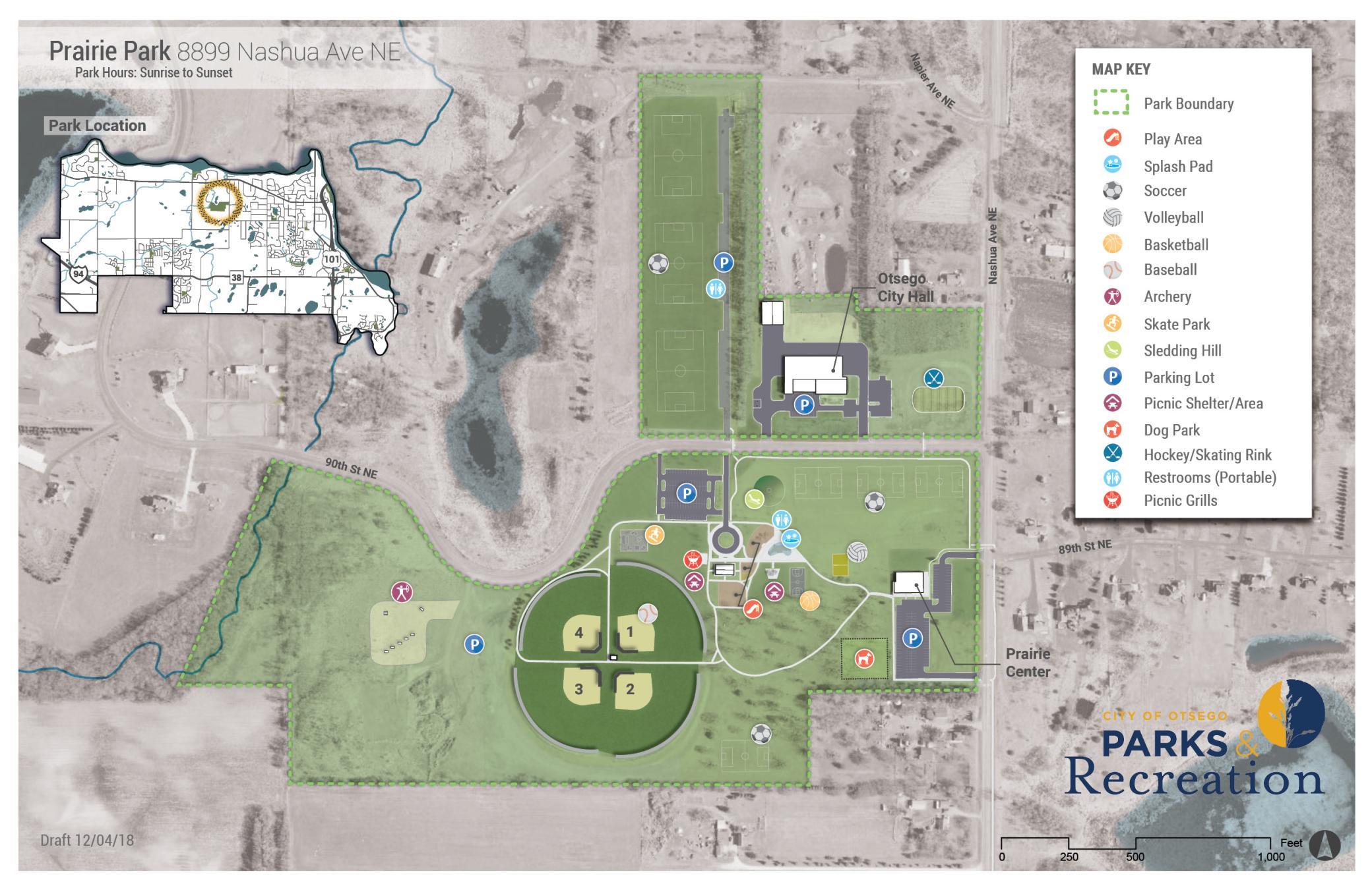 Otsego city Prairie Park has something for everyone - dog park, playground, sports courts, splash pad and archery range.