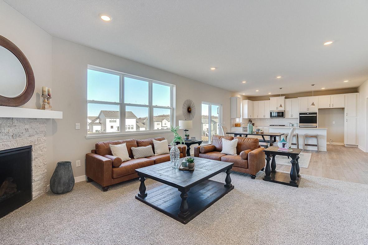 The main level is very open, and flows easily from kitchen to dining to living!
