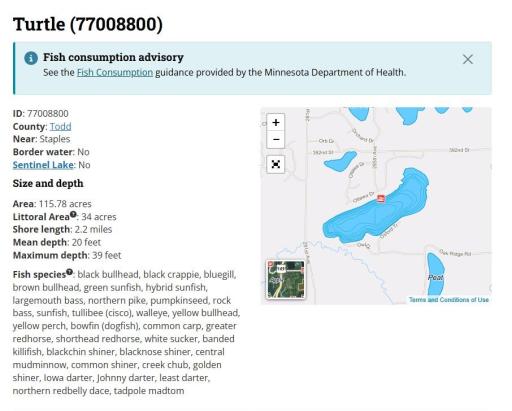 Turtle Lake Fish Info
