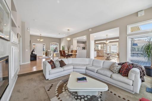 Tall ceilings throughout the main level of this home