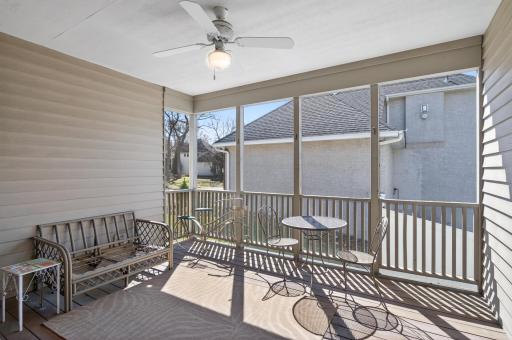 Enjoy a cup of coffee in this screen porch