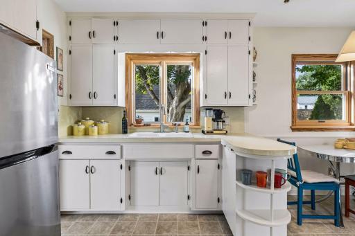 Kitchen with original cabinets and countertops